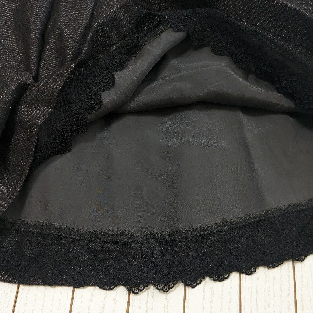 ROPE’(ロペ)のROPE ウールスカート 9号 フレア プリーツ チャコールグレー レディースのスカート(ひざ丈スカート)の商品写真