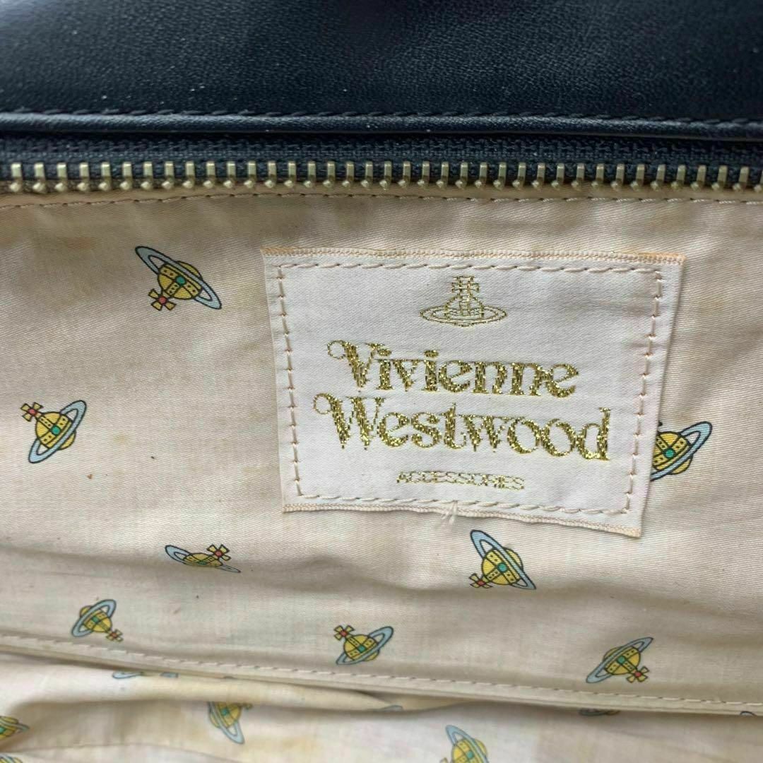 Vivienne Westwood(ヴィヴィアンウエストウッド)のヴィヴィアン ウエストウッド レザー ハンドバッグ オーブ 黒 ブラック レディースのバッグ(ハンドバッグ)の商品写真