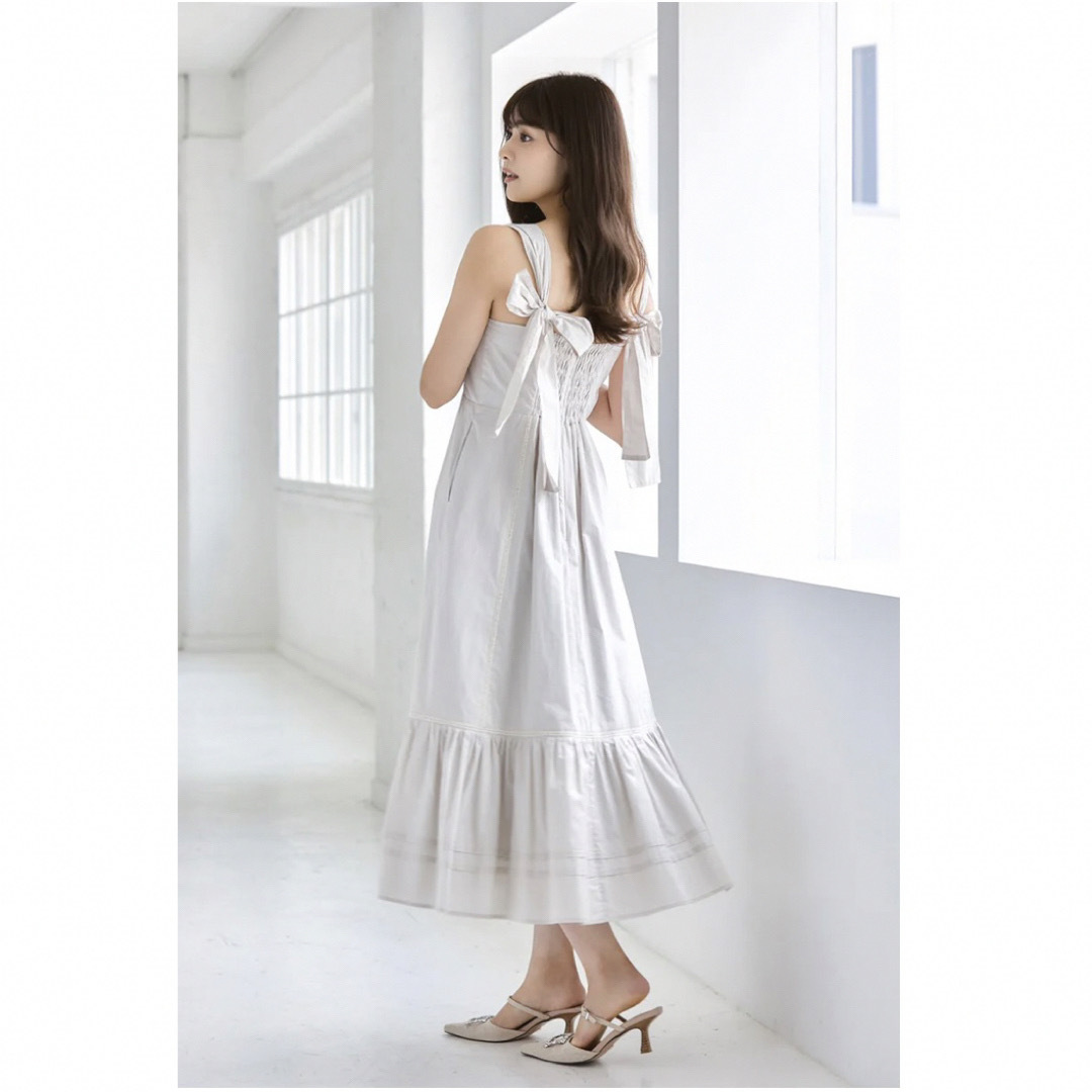 銀座 Herlioto Back Ribbon Smocked Long Dress | www.takalamtech.com