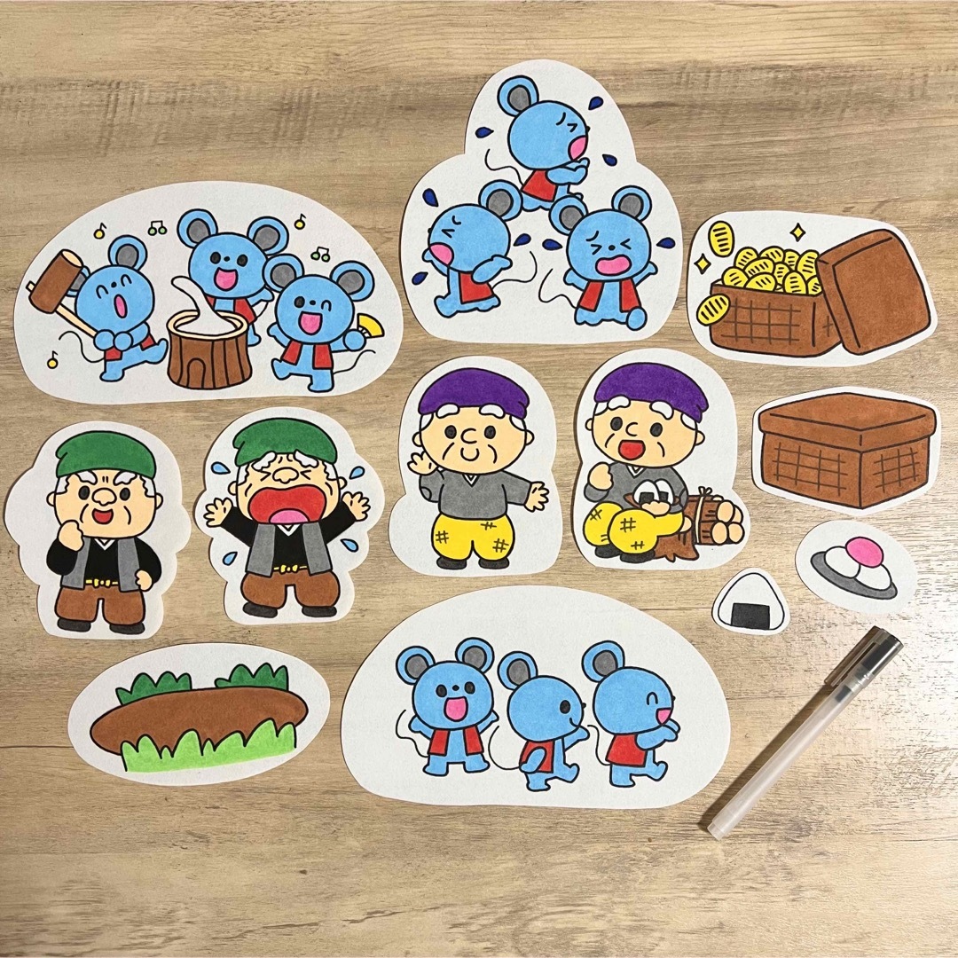 【台本楽譜なし】おむすびころりん パネルシアター ペープサート 保育 幼稚園 キッズ/ベビー/マタニティのおもちゃ(知育玩具)の商品写真