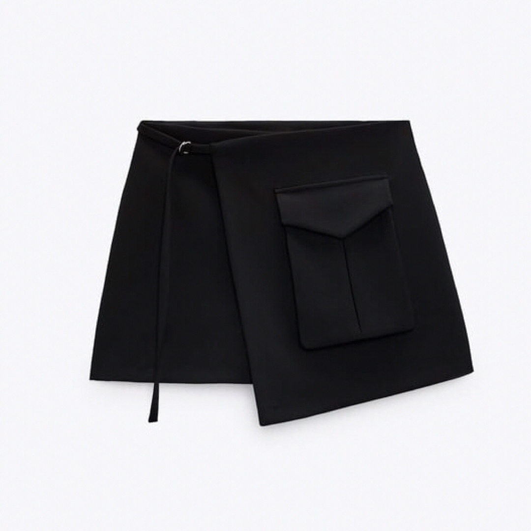 ZARA - ZARA カーゴ スコート アシンメトリー ブラックの通販 by ZARA - ZARA カーゴ スコート アシンメトリー ブラックの通販 by
