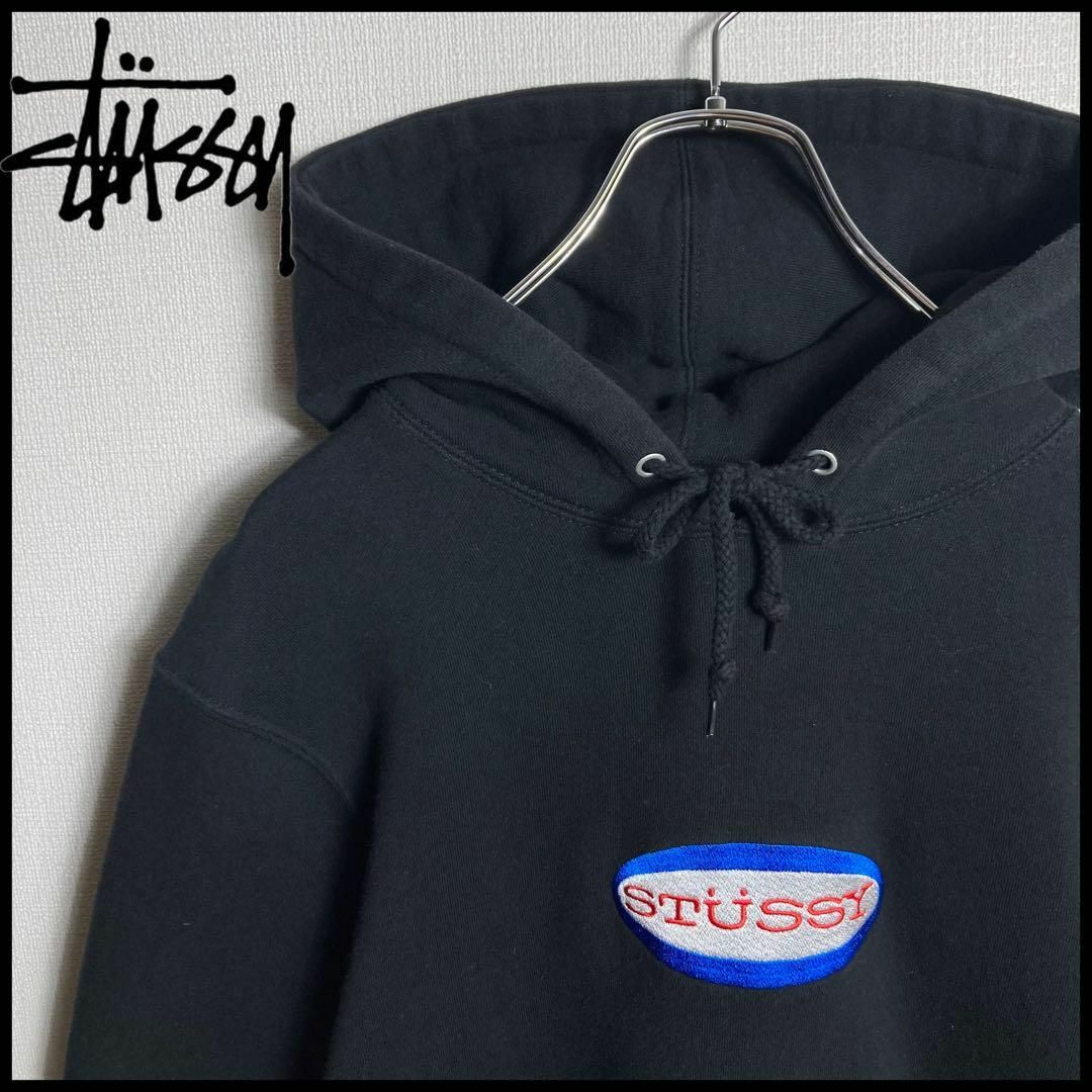 最高デザイン】STUSSY センター刺繍ロゴ 最高カラー サイズXL パーカー-