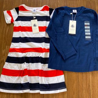 プチバトー(PETIT BATEAU)のプチバトー　ワンピース　長袖トップス　2枚セット　94cm(ワンピース)