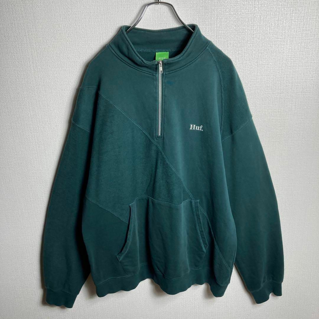 【完売品】HUFハーフジップトレーナー Lサイズ 緑 ☆20周年☆