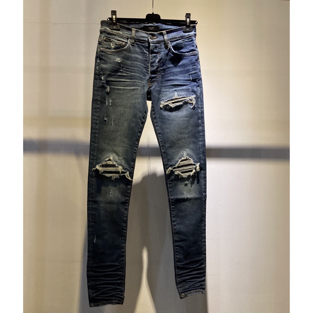 AMIRI アミリ 新品 MX1 レザー 蛇腹 スキニーデニム 30-