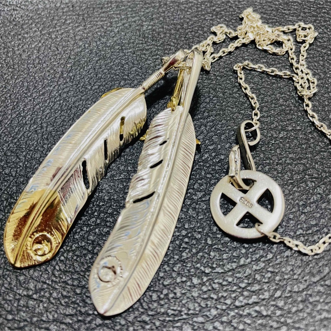 goro's - silver925 金縄 先金ターコイズフェザー 金爪フェザー goro's - silver925 金縄 先金ターコイズフェザー 金爪フェザー