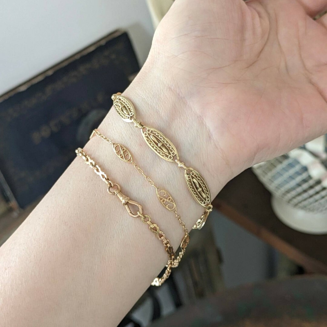 K18 フランスアンティーク 金細工チェーン ブレスレット/喜平18 K18 フランスアンティーク 金細工チェーン ブレスレット/喜平18
