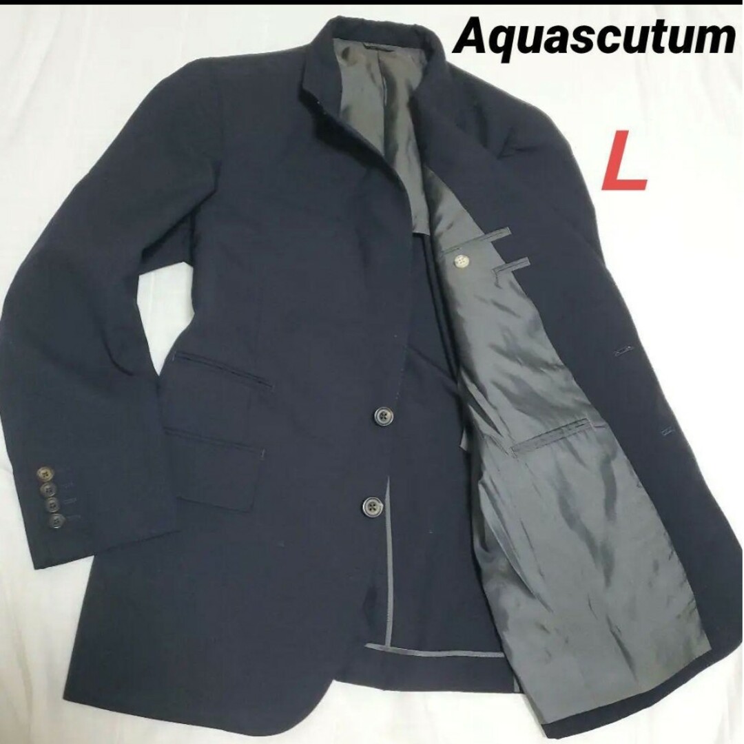 【Ｌサイズ】Aquascutum 2B テーラードジャケット ネイビー