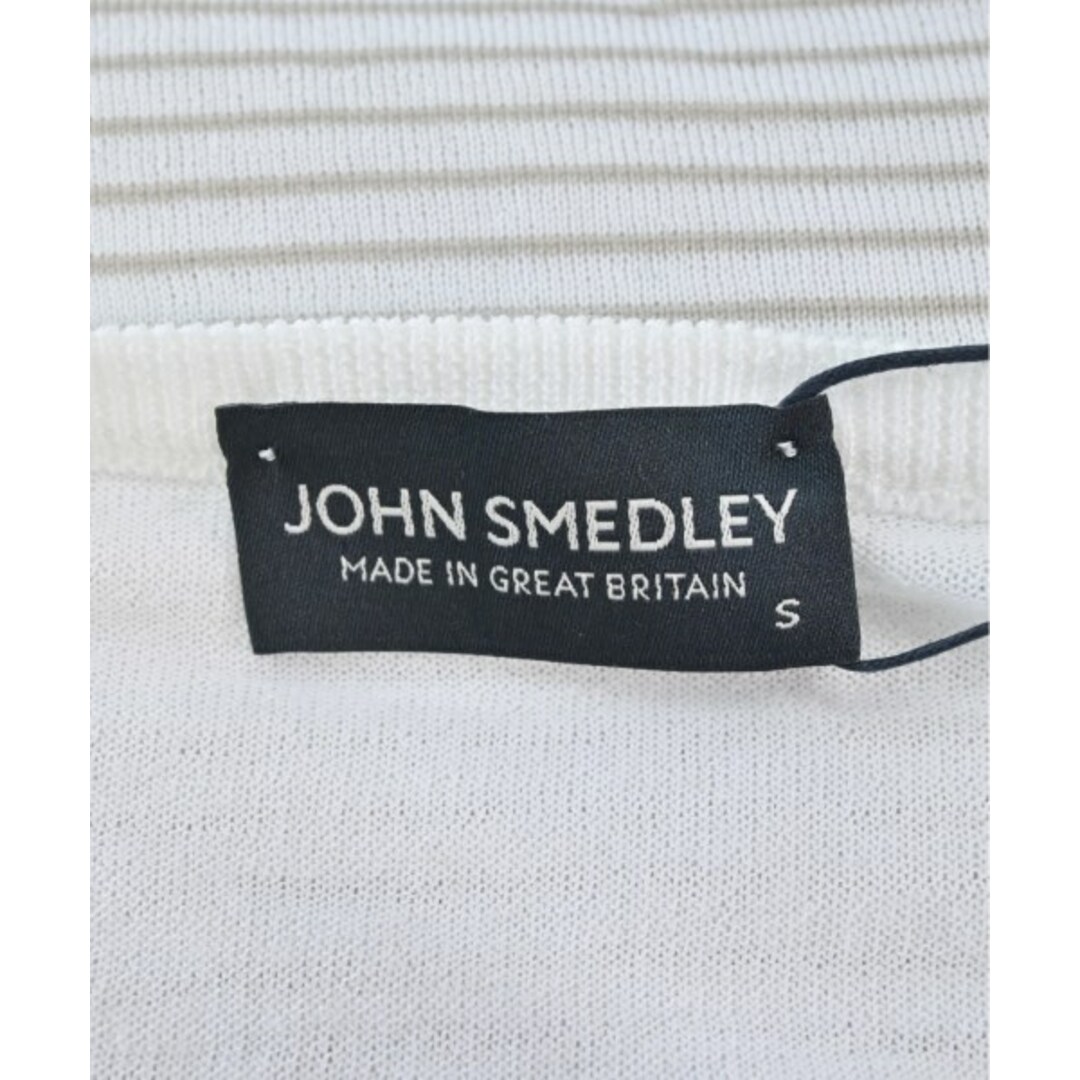 JOHN SMEDLEY ニット・セーター S 白xベージュ(ボーダー)