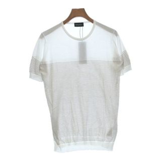 ジョンスメドレー(JOHN SMEDLEY)のJOHN SMEDLEY ニット・セーター S 白xベージュ(ボーダー) 【古着】【中古】(ニット/セーター)