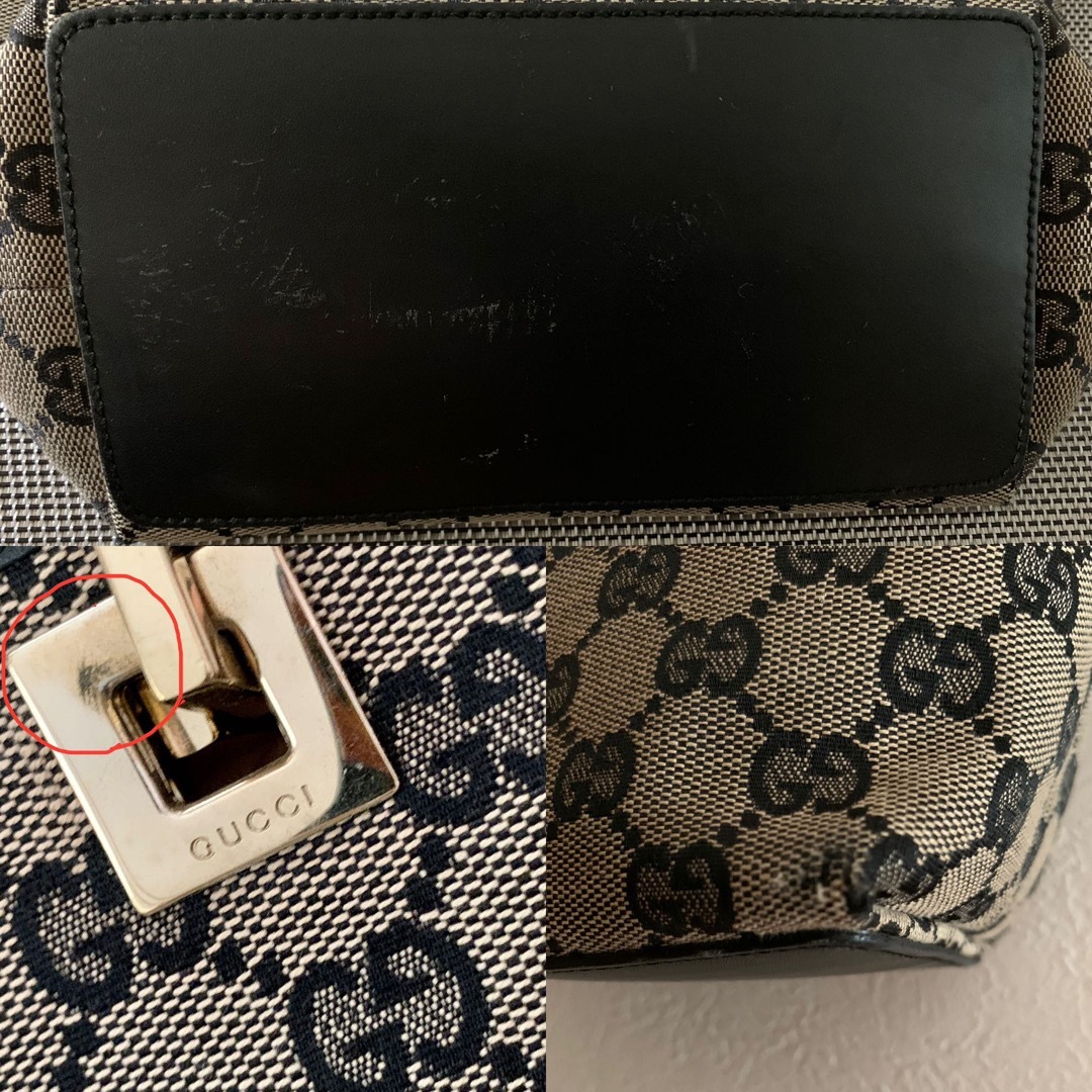 Gucci(グッチ)のGUCCI トートバッグ GGキャンバス GG総柄 ベージュ×黒 0021099 レディースのバッグ(ハンドバッグ)の商品写真