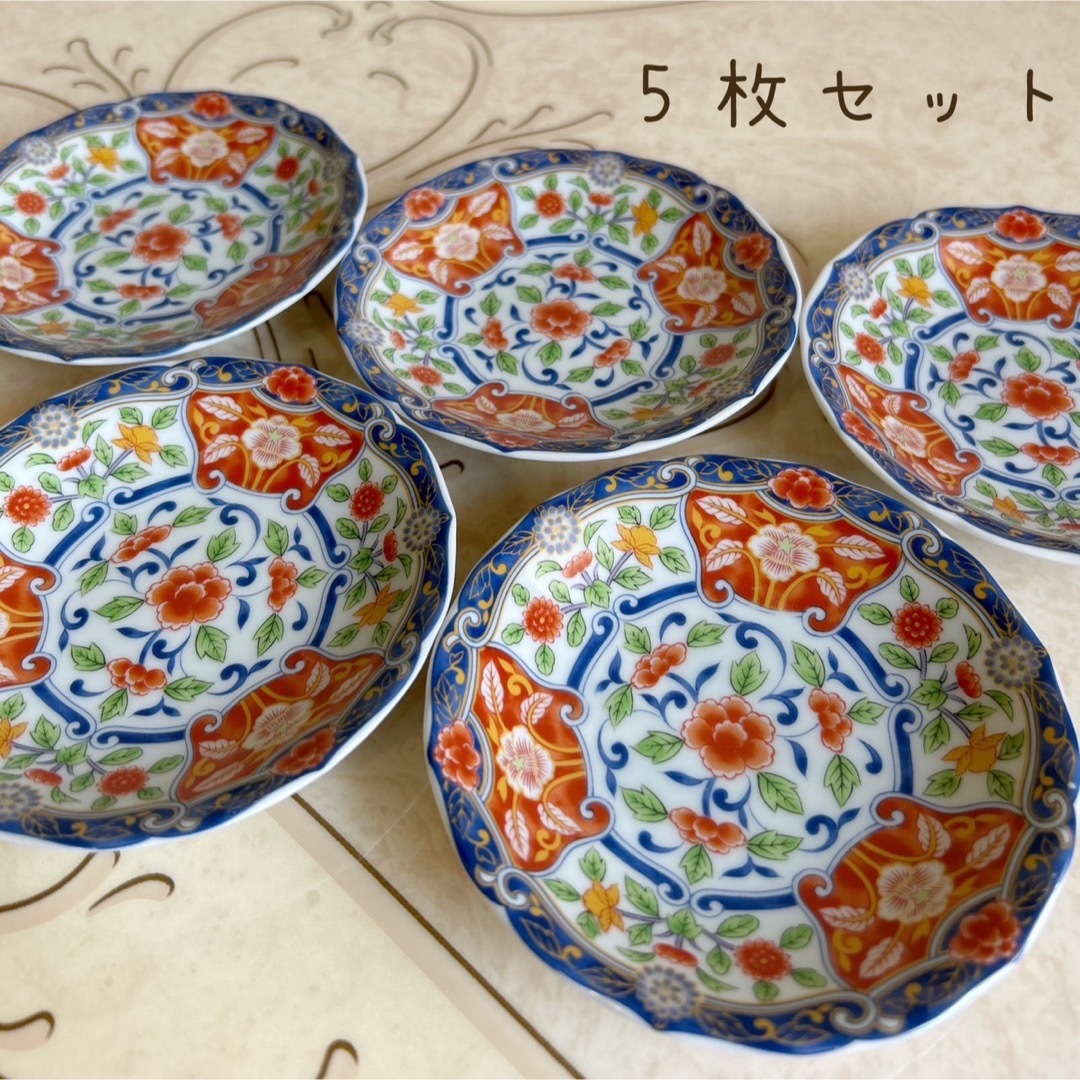 有田焼　飛鳥窯　銘々皿揃　5枚セット　色絵　古伊万里　小皿　取り皿　和食器　金彩
