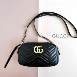 グッチ(Gucci)のGUCCI グッチ GGマーモント キルティング ショルダーバッグ ブラック(ショルダーバッグ)