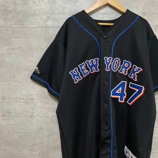 マジェスティック(Majestic)の美品 MLB ニューヨークメッツ ユニフォーム トムグラビン 背番号47(記念品/関連グッズ)