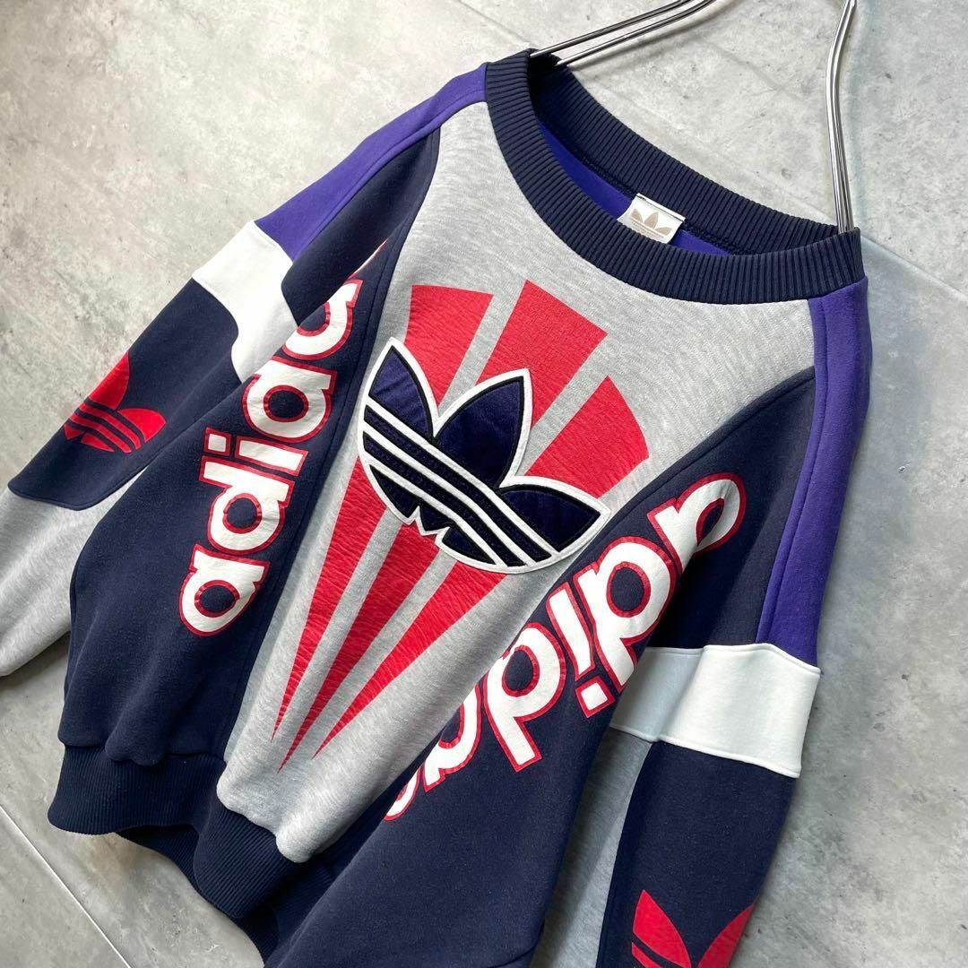 adidas ヴィンテージ デカロゴ スウェット トレーナー デサント製 90s