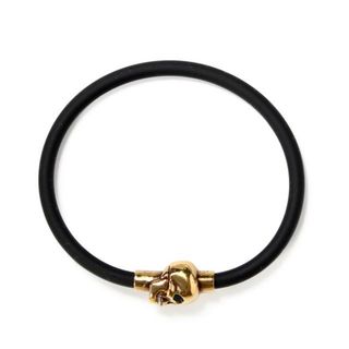 アレキサンダーマックイーン(Alexander McQueen)の【新品未使用】 ALEXANDER McQUEEN アレキサンダー マックイーン RUBBER CORD SKULL BR ラバーコードスカルブレスレット アクセサリー ブラス 7058461AAIL 【Mサイズ/NATURAL/A.GOLD】(ブレスレット)