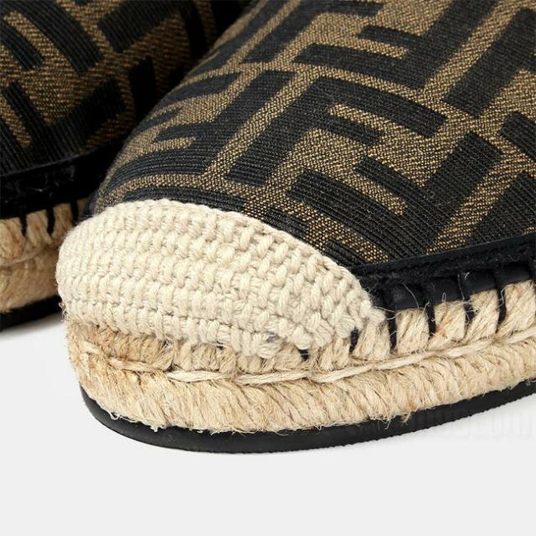 【新品未使用】 FENDI フェンディ Embroidered fabric espadrilles エスパドリーユ シューズ 靴 7P1359AAWB 【7.5：約26.5cm/TABACCO】