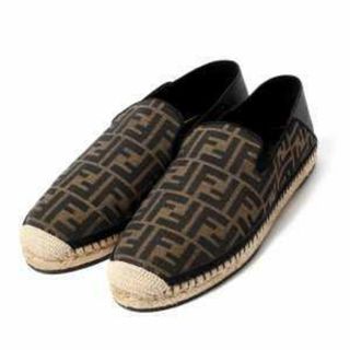 フェンディ(FENDI)の【新品未使用】 FENDI フェンディ Embroidered fabric espadrilles エスパドリーユ シューズ 靴 7P1359AAWB 【7.5：約26.5cm/TABACCO】(スリッポン/モカシン)