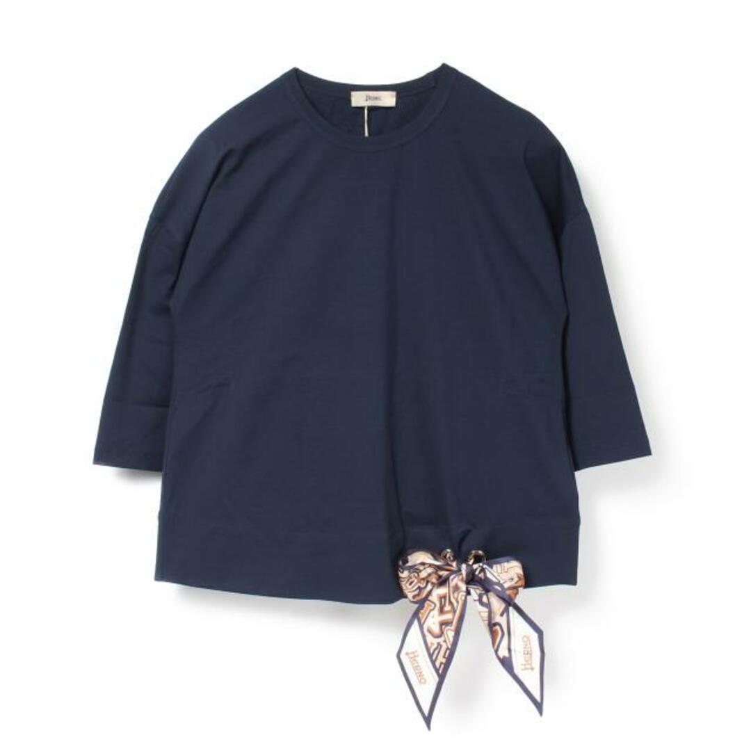 【新品未使用】 HERNO ヘルノ Tシャツ BUBBLE スカーフ SUPERFINE COTTO JG000189D52003 【サイズ38/NAVY】