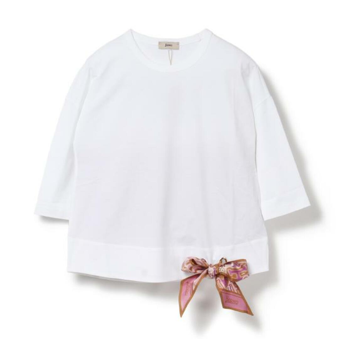 【新品未使用】 HERNO ヘルノ Tシャツ BUBBLE スカーフ SUPERFINE COTTO JG000189D52003 【サイズ42/WHITE】