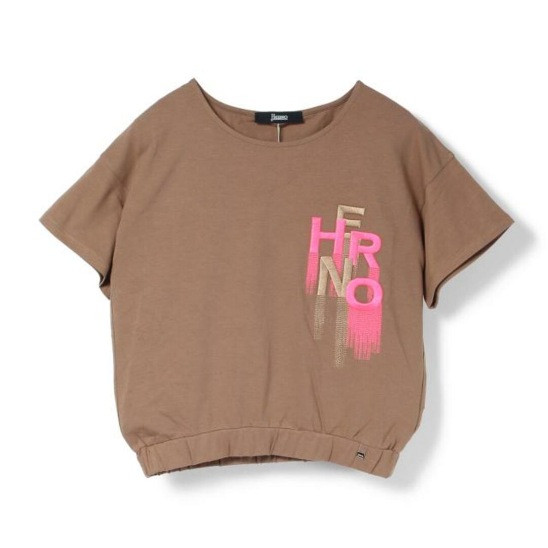 【新品未使用】 HERNO ヘルノ Tシャツ エンブロイダリー インターロック JG000171D52009 【サイズ38/CAMEL】サイズ単位