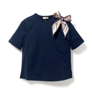 【新品未使用】 HERNO ヘルノ Tシャツ カットソー トップス スカーフ BUBBLE SUPERFINE COTTON STRETCH JG000185D52003 【サイズ38/NAVY】