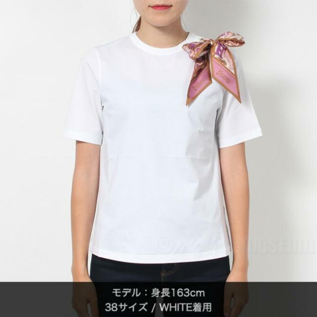 【新品未使用】 HERNO ヘルノ Tシャツ カットソー トップス スカーフ BUBBLE SUPERFINE COTTON STRETCH JG000185D52003 【サイズ40/WHITE】