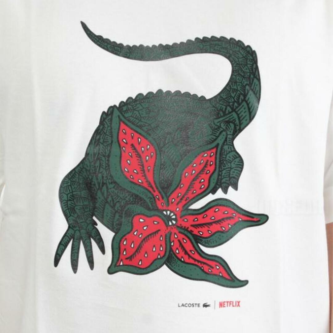 【新品未使用】 Lacoste x Netflix ラコステ＆ネットフリックス Tシャツ ストレンジャーシングス アレンジワニロゴT 半袖 コットン TH8462 【2/WHITE】 4