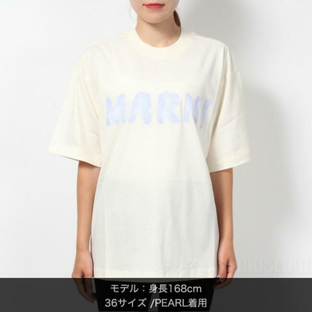 【新品未使用】 MARNI マルニ Tシャツ ロゴT ホワイト ロゴ入りオーガニックコットン製T THJET49EPH USCS11  【サイズ40/PEARL】