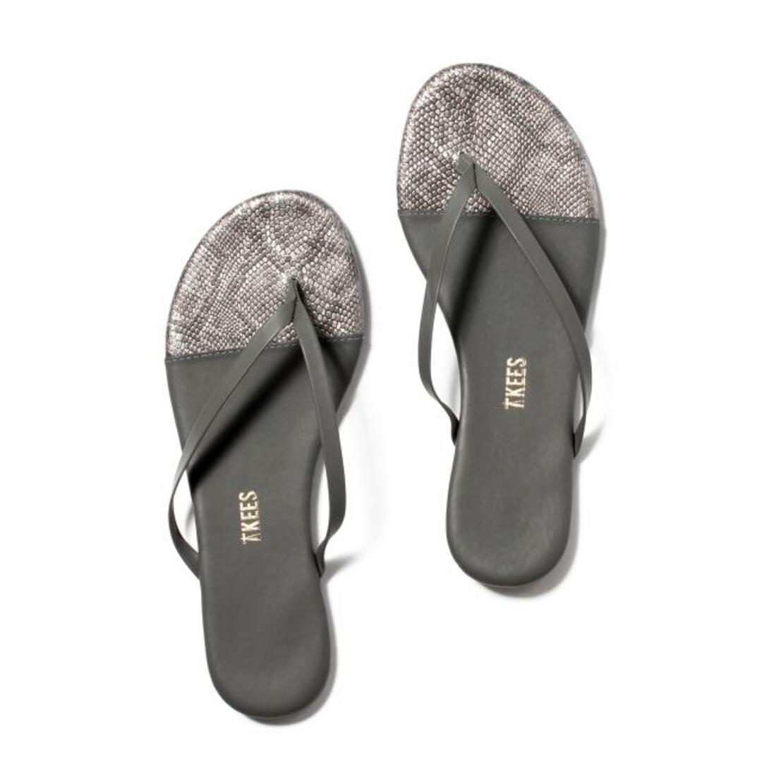 【新品未使用】 ティキーズ TKEES サンダル ビーチサンダル レザー US9 French Tips Sandal FREN 【US7(約24.0cm)/GREY COBRA】並行輸入品