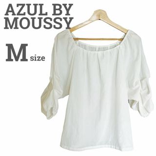 アズールバイマウジー(AZUL by moussy)のアズールバイマウジー レディース【M】七分袖ブラウス♡薄手 シンプル♡お洒落 白(シャツ/ブラウス(長袖/七分))