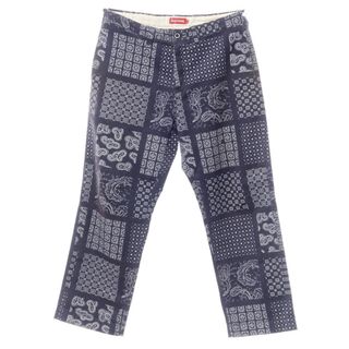 【中古】シュプリーム Supreme 2020年春夏 Paisley Grid Chino Pant ペイズリー柄 チノパンツ  ネイビーxホワイト【サイズ34】【メンズ】