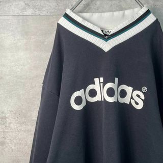 アディダス(adidas)の80-90s デサント製 adidas スウェット センターデカロゴ ３本ライン(スウェット)