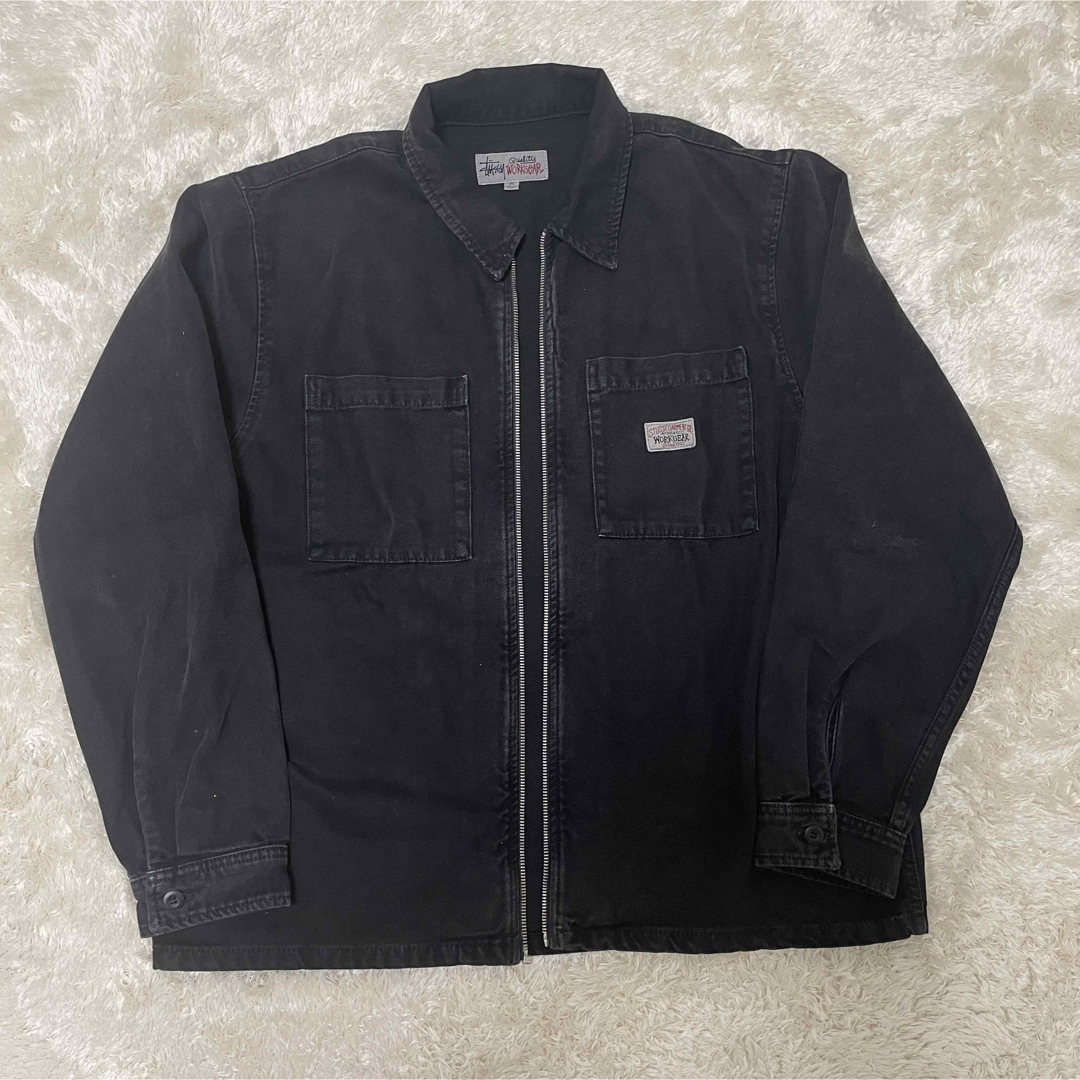 【新品】STUSSY WASHED CANVAS ZIP SHIRT Lサイズ