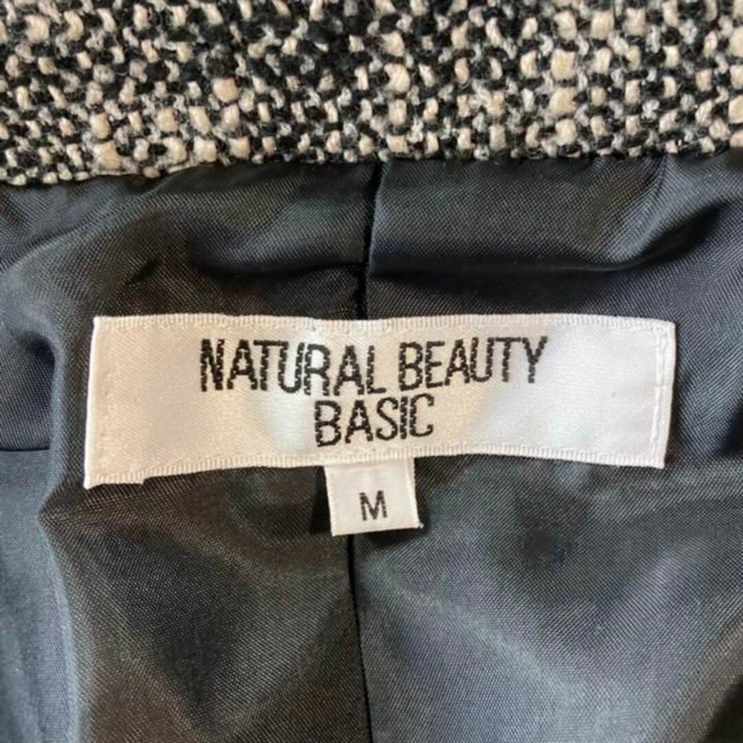 NATURAL BEAUTY BASIC(ナチュラルビューティーベーシック)の送料無料★ナチュラルビューティーベーシック★ツイードジャケット★白×黒★M レディースのジャケット/アウター(テーラードジャケット)の商品写真