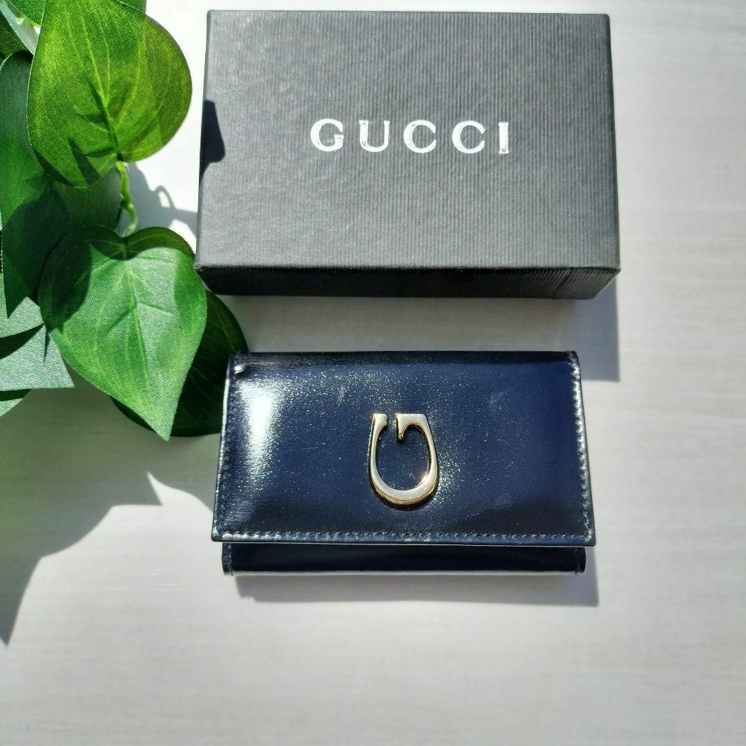 Gucci(グッチ)の【超美品】GUCCI グッチ　6連キーケース　鍵　ボックスカーフ　ブラック レディースのファッション小物(キーホルダー)の商品写真