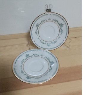 ノリタケ(Noritake)のヴィンテージ  ノリタケ  青い花模様 デミタスの皿のみ２枚セット  新品未使用(食器)