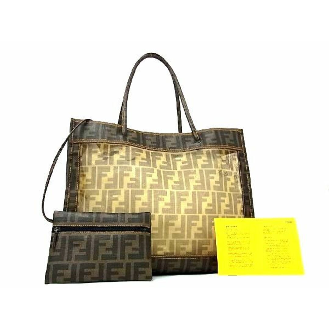 FENDI - □新品同様□ FENDI フェンディ ズッカ柄 メッシュ×PVC トート