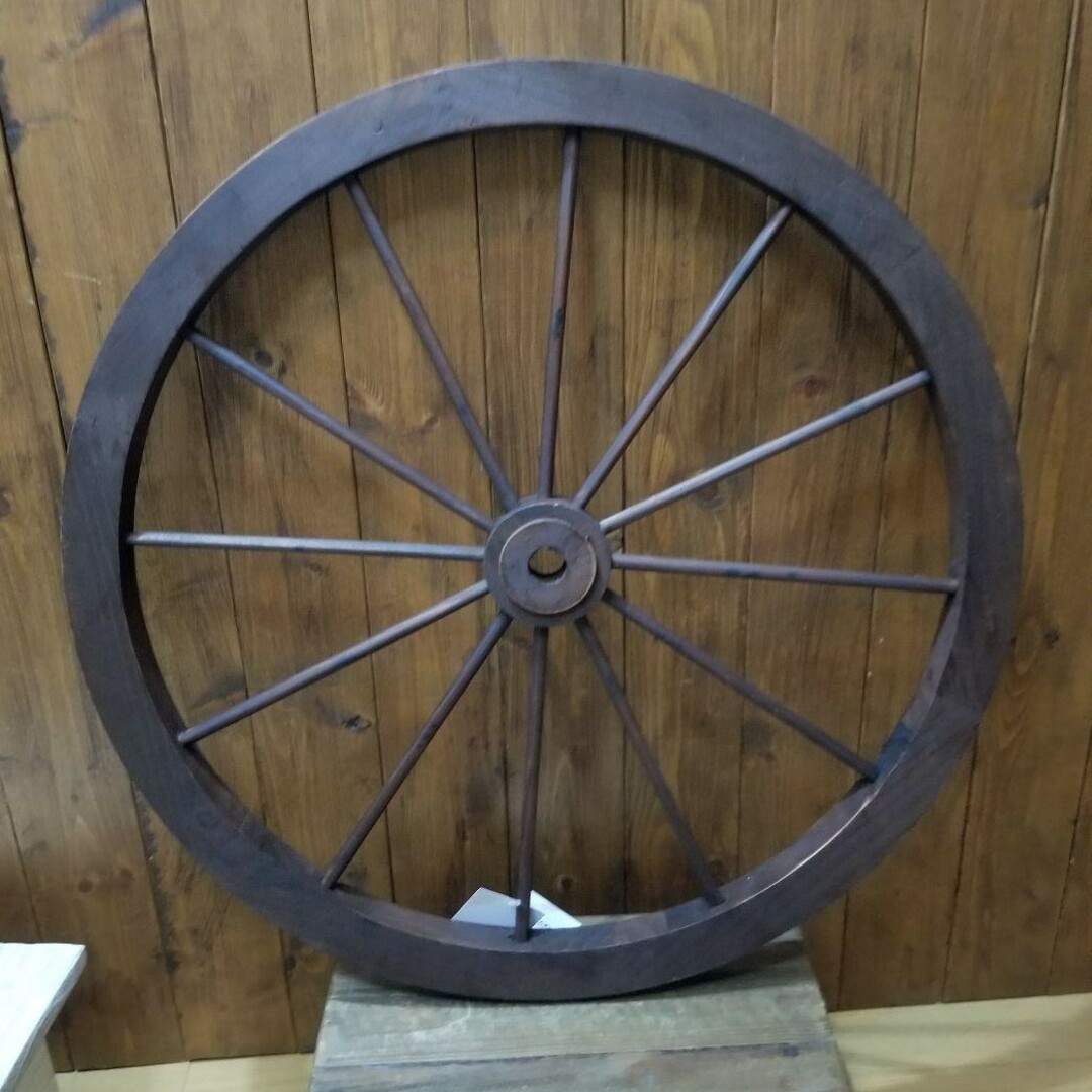 ウッドホイール　L　ブラウン　木製　車輪　インテリア　ガーデニング　オブジェ