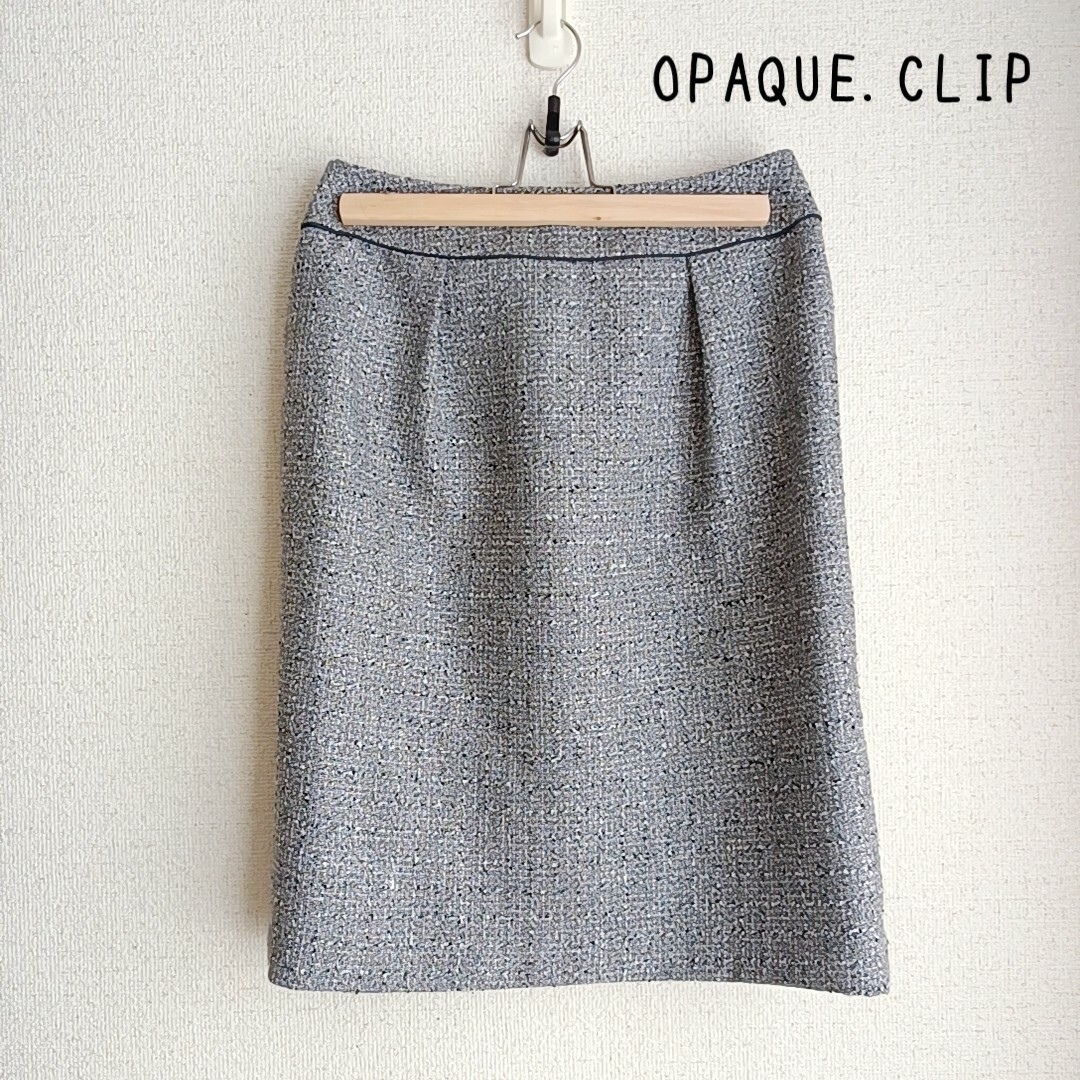 OPAQUE.CLIP(オペークドットクリップ)のOPAQUE.CLIP　ブラックツイードスカート レディースのスカート(ひざ丈スカート)の商品写真