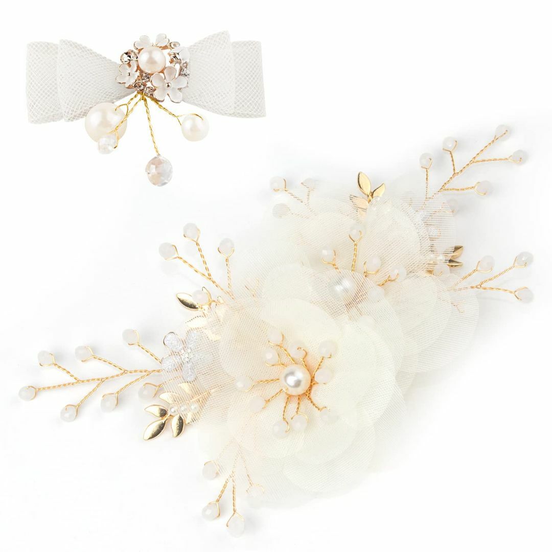 HUAZONTOM 髪飾り 結婚式 ヘアアクセサリー 花 蝶結び ヘアクリップ | フリマアプリ ラクマ