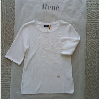 ルネ(René)の美品RENE☆3436半袖ニットホワイトパール付(ニット/セーター)