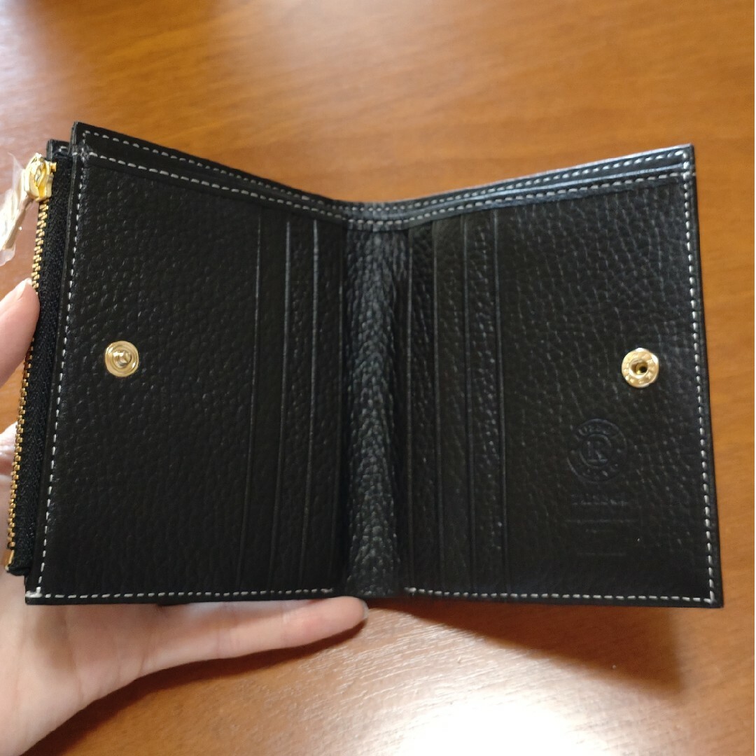 【未使用】ラシット／レザー二つ折り財布(ハーフウォレット)