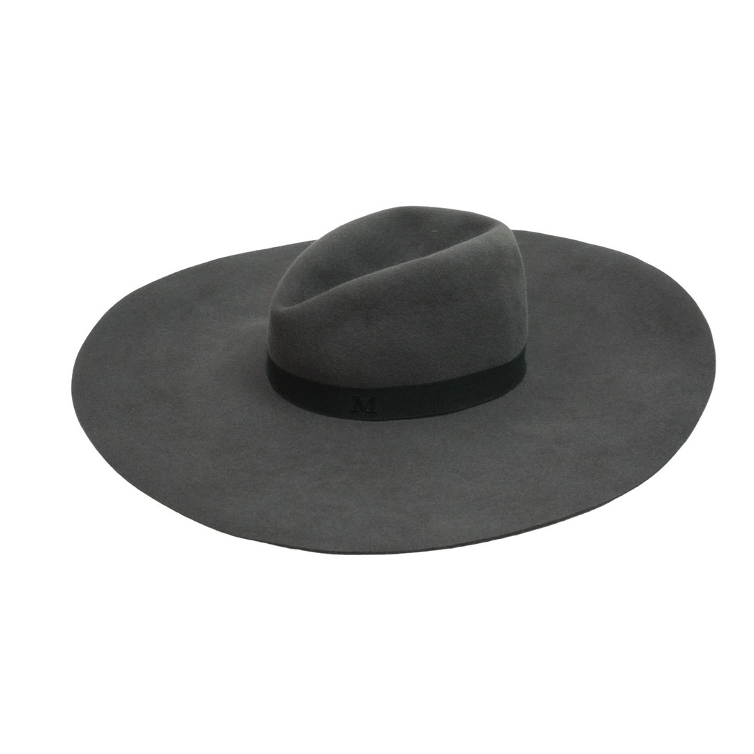 MAISON MICHEL PARIS メゾンミッシェルパリス ハット 帽子 ウール グレー ブラック サイズL 美品 中古 52822の通販