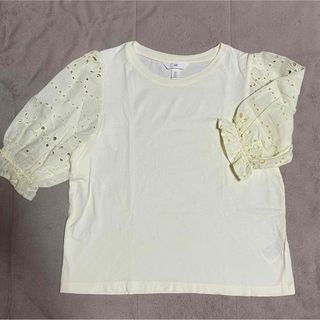 エイチアンドエム(H&M)のH&M イギリス刺繍トップス ライトイエロー 半袖 おしゃれ(シャツ/ブラウス(半袖/袖なし))