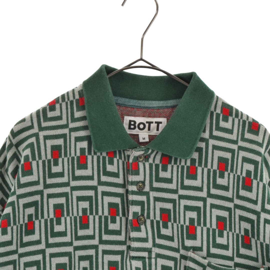 BoTT ボット 21AW Door Jacquard L/S Polo 長袖ポロシャツ グリーン