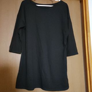 ユニクロ(UNIQLO)のユニクロ 七分袖カットソー 七分袖Tシャツ L ブラック(Tシャツ(長袖/七分))