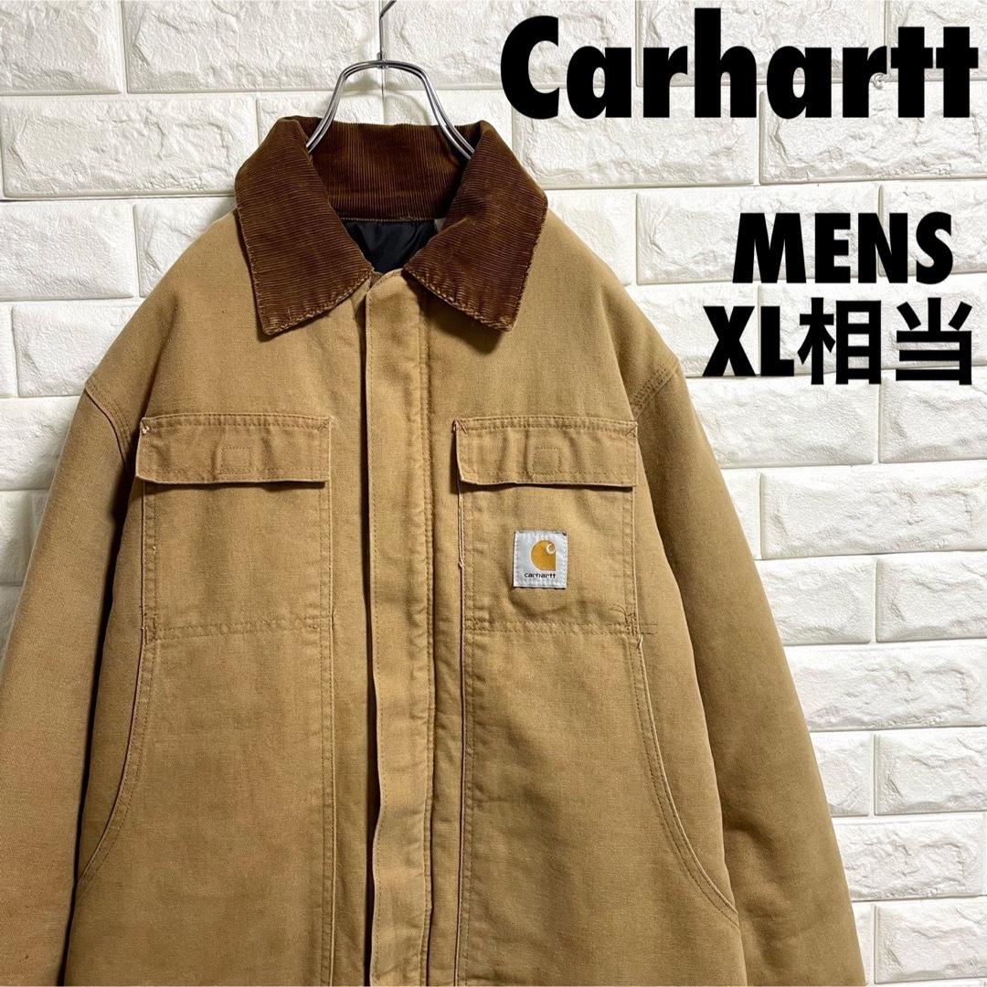 C866【Carhartt】ダック地ワークジャケット【L】ベージュ