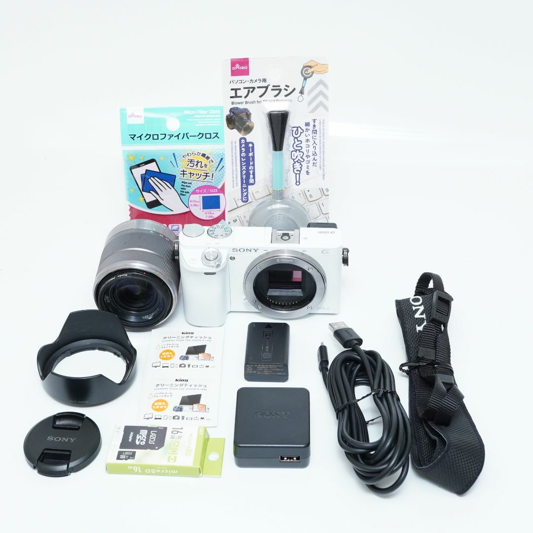 カメラWi-Fi搭載 軽量★SONY α6000 ホワイト ILCE-6000Y
