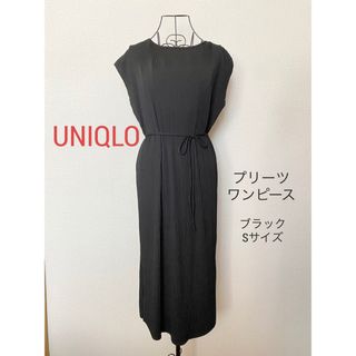 ユニクロ(UNIQLO)の【新品・タグ付】UNIQLO プリーツワンピース　ブラック　S(ひざ丈ワンピース)